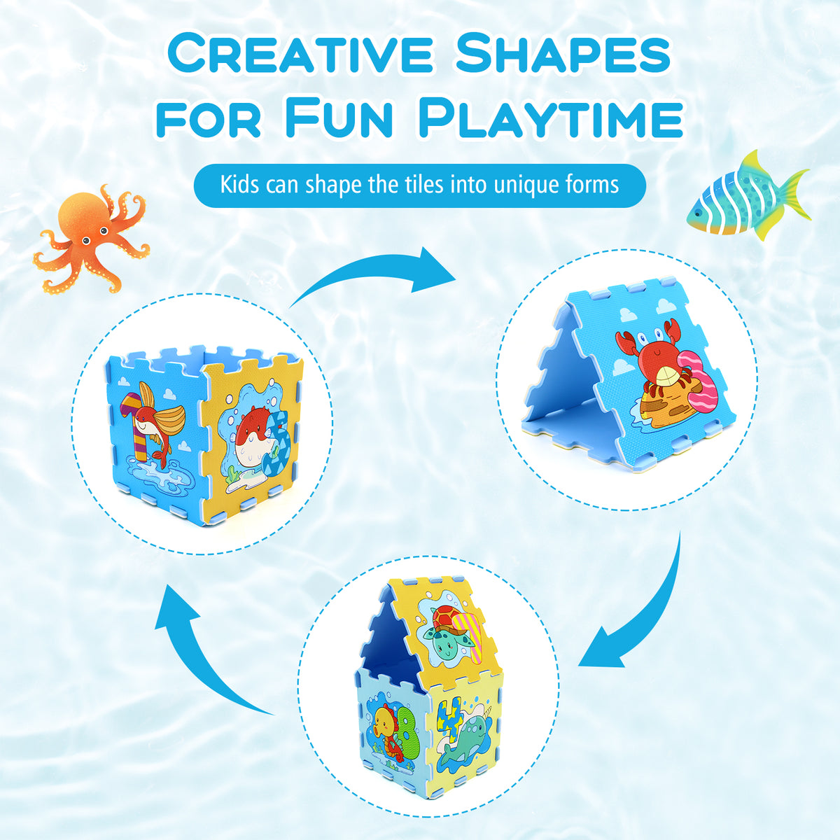 Interlocking Baby Play Mat with Animals and Numbers - Style 2, 8 Pieces