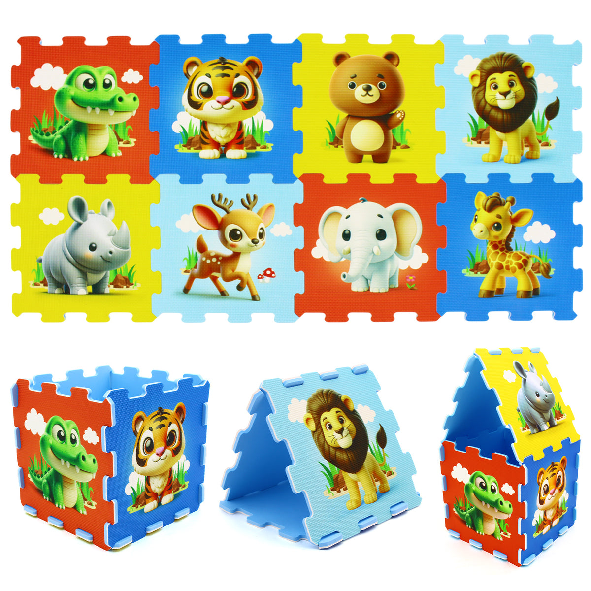 8-Piece Animal Interlocking Baby Play Mat - Style 1, Educational Toy