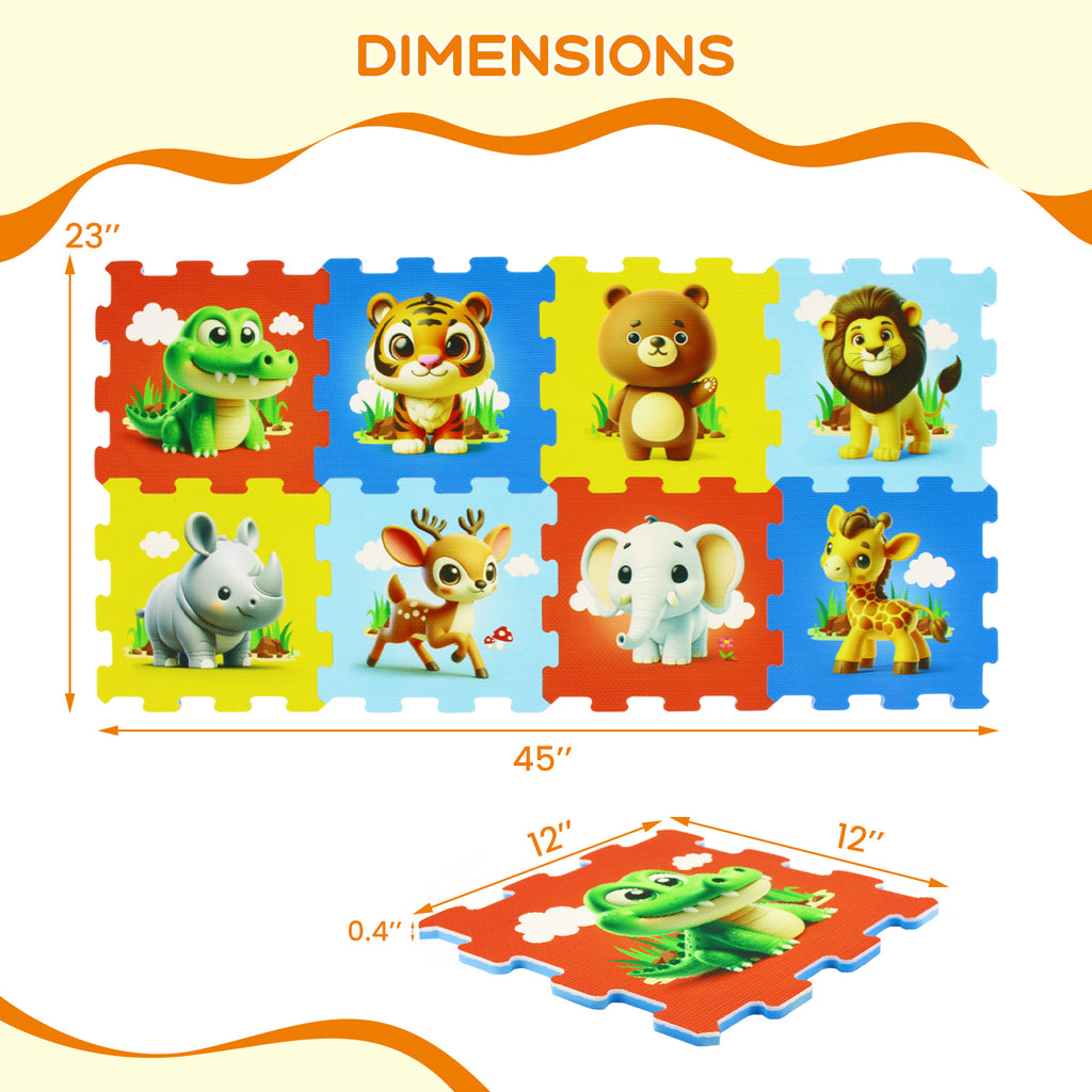 8-Piece Animal Interlocking Baby Play Mat - Style 1, Educational Toy