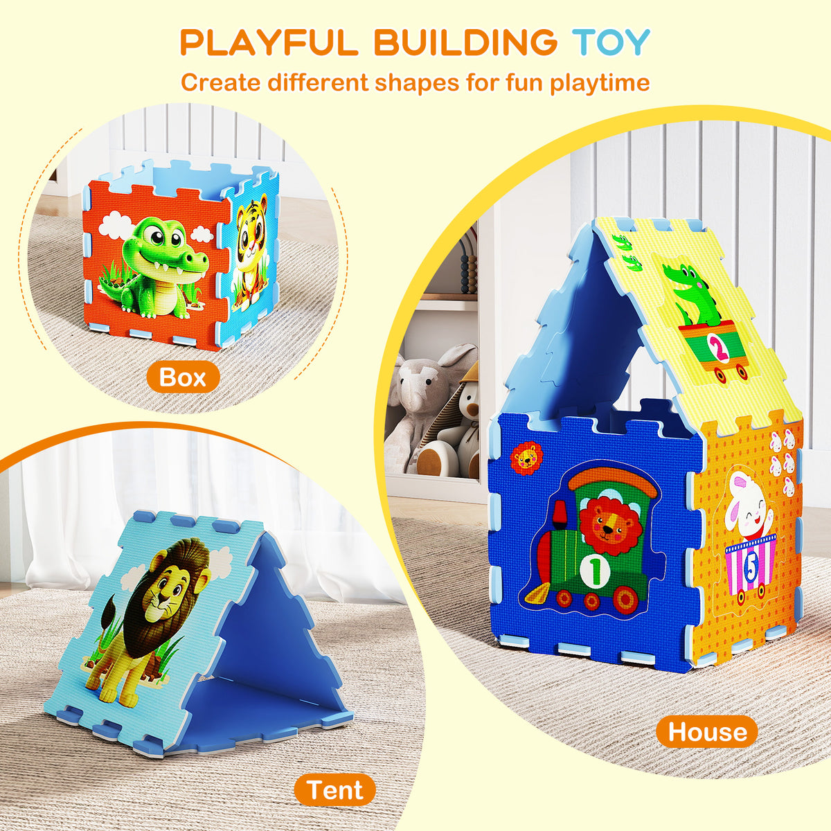 8-Piece Animal Interlocking Baby Play Mat - Style 1, Educational Toy