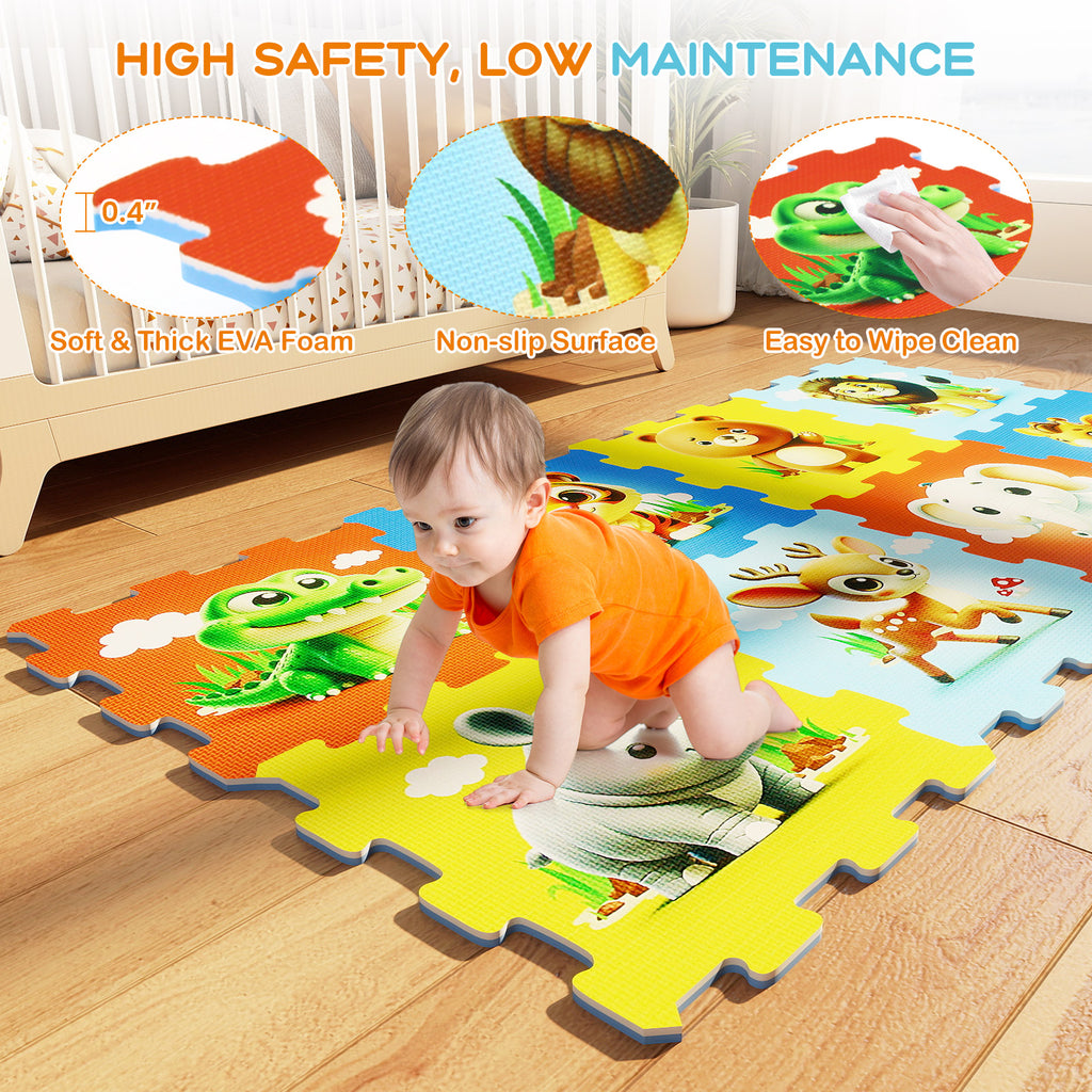 8-Piece Animal Interlocking Baby Play Mat - Style 1, Educational Toy