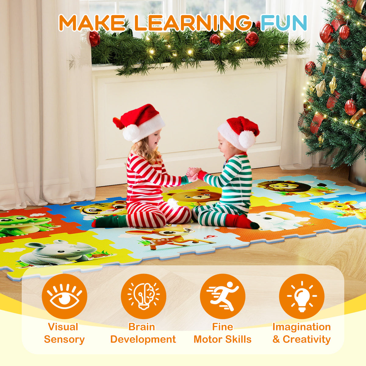 8-Piece Animal Interlocking Baby Play Mat - Style 1, Educational Toy