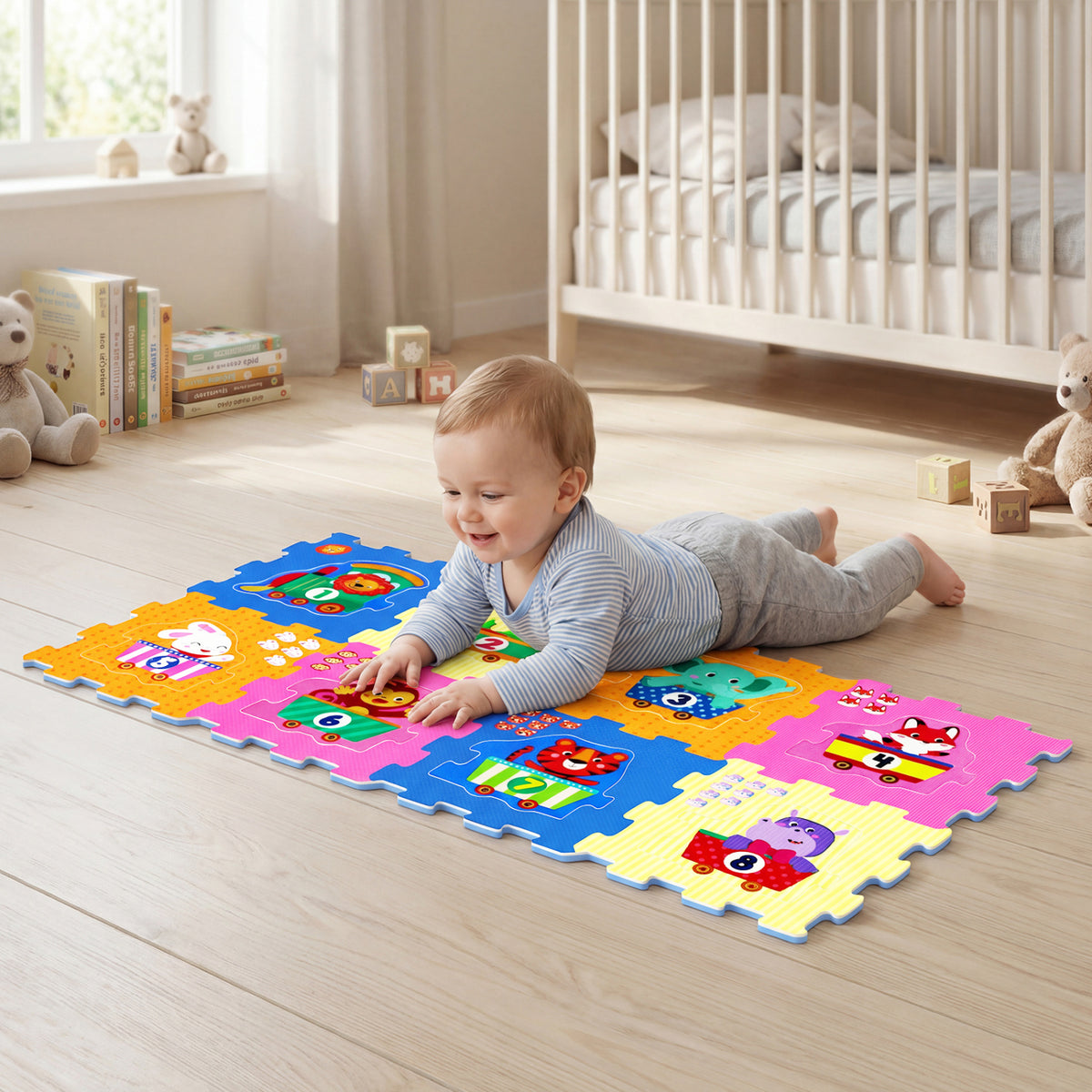 Interlocking Baby Puzzle Tiles with Educational Numbers Style 3 - 8 Pieces