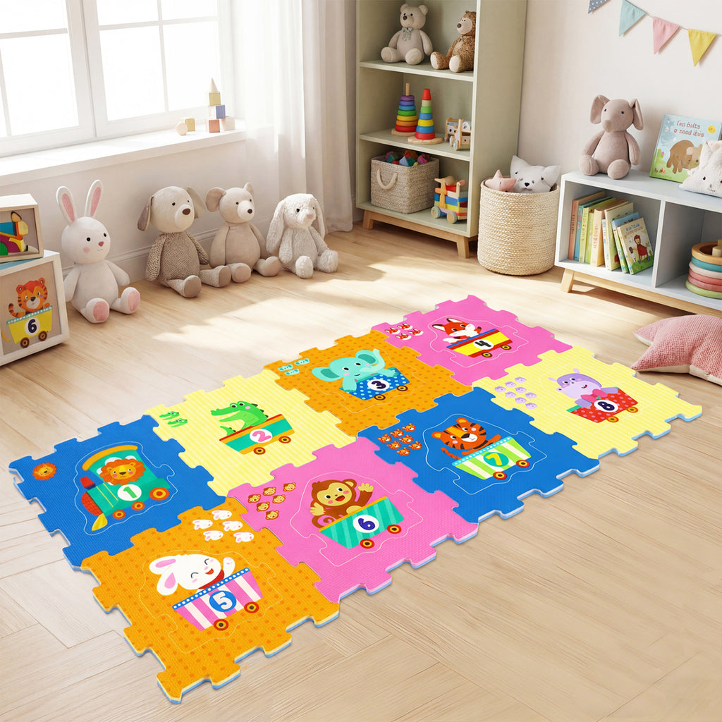 Interlocking Baby Puzzle Tiles with Educational Numbers Style 3 - 8 Pieces