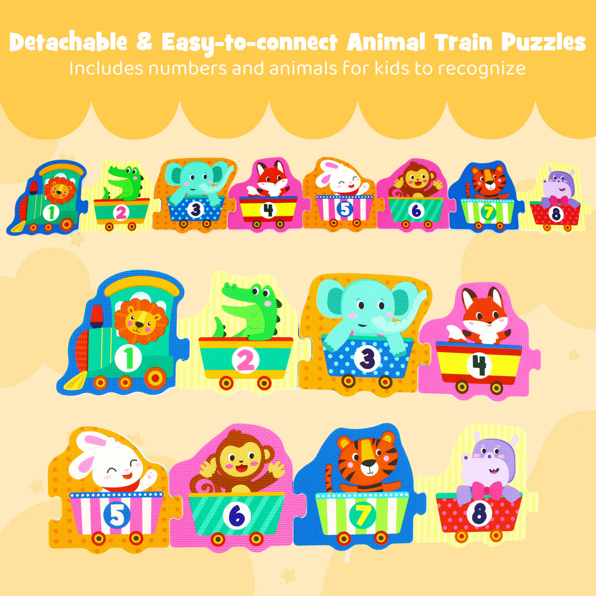 Interlocking Baby Puzzle Tiles with Educational Numbers Style 3 - 8 Pieces
