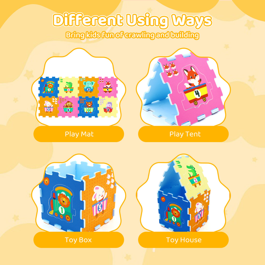 Interlocking Baby Puzzle Tiles with Educational Numbers Style 3 - 8 Pieces