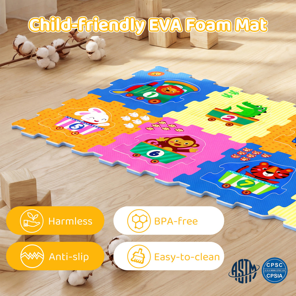Interlocking Baby Puzzle Tiles with Educational Numbers Style 3 - 8 Pieces