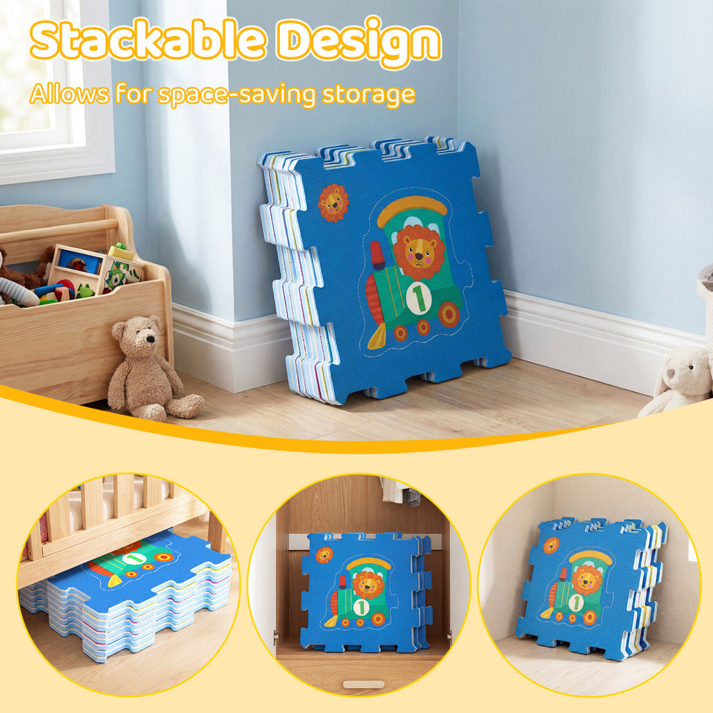 Interlocking Baby Puzzle Tiles with Educational Numbers Style 3 - 8 Pieces