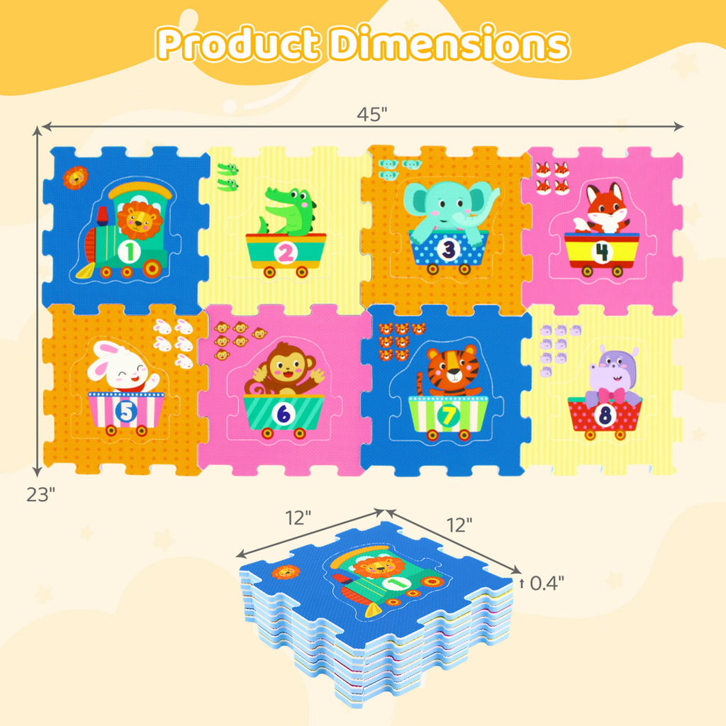 Interlocking Baby Puzzle Tiles with Educational Numbers Style 3 - 8 Pieces