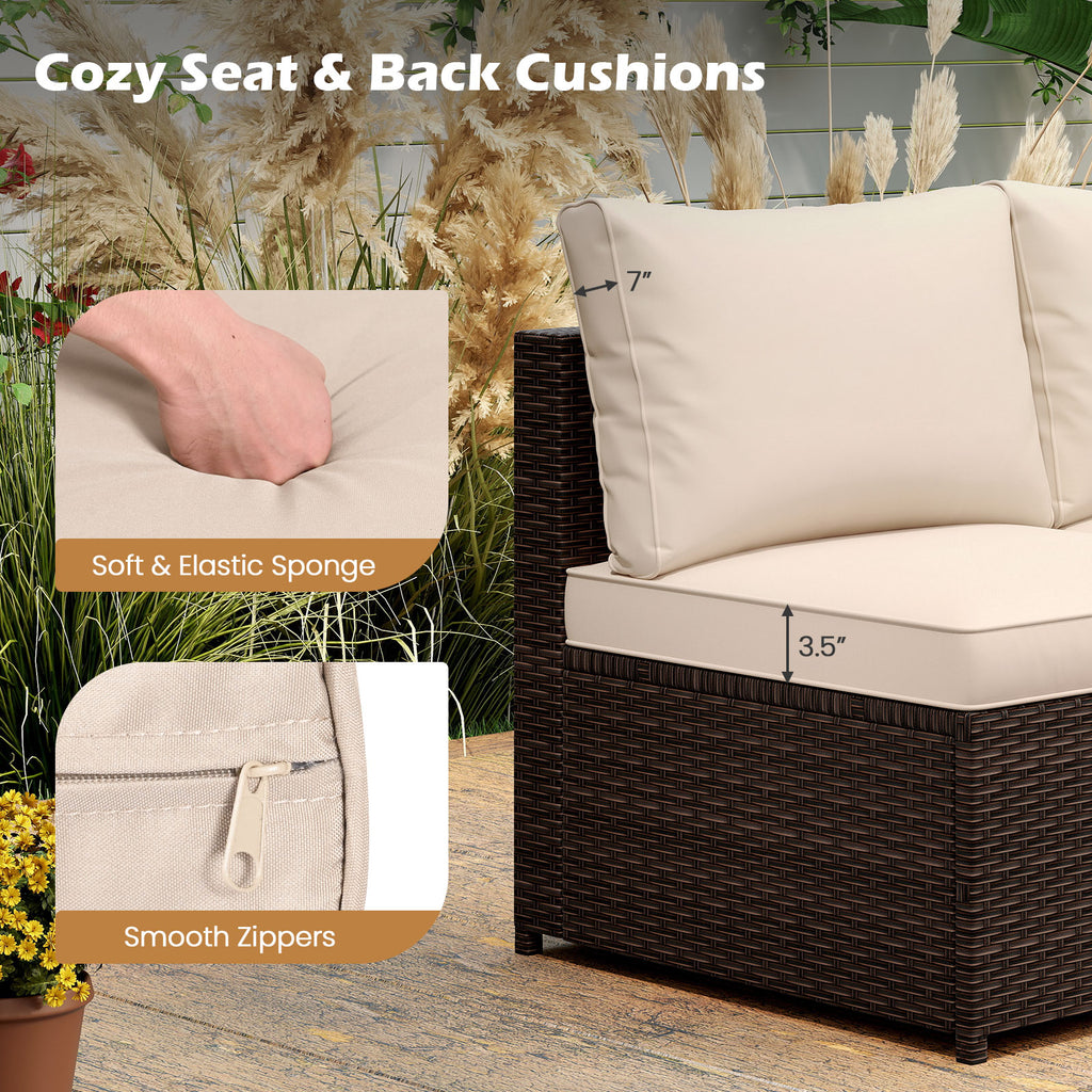 8 Piece Patio Furniture Set with Storage Box and Tempered Glass
