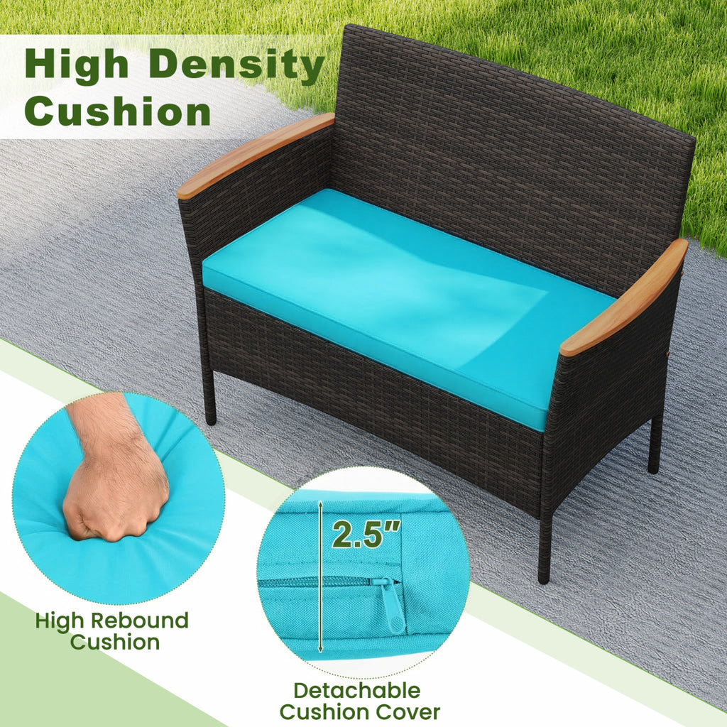 8 Piece Patio Wicker Sofa Set 4 Rattan Chairs and 2 Loveseat with