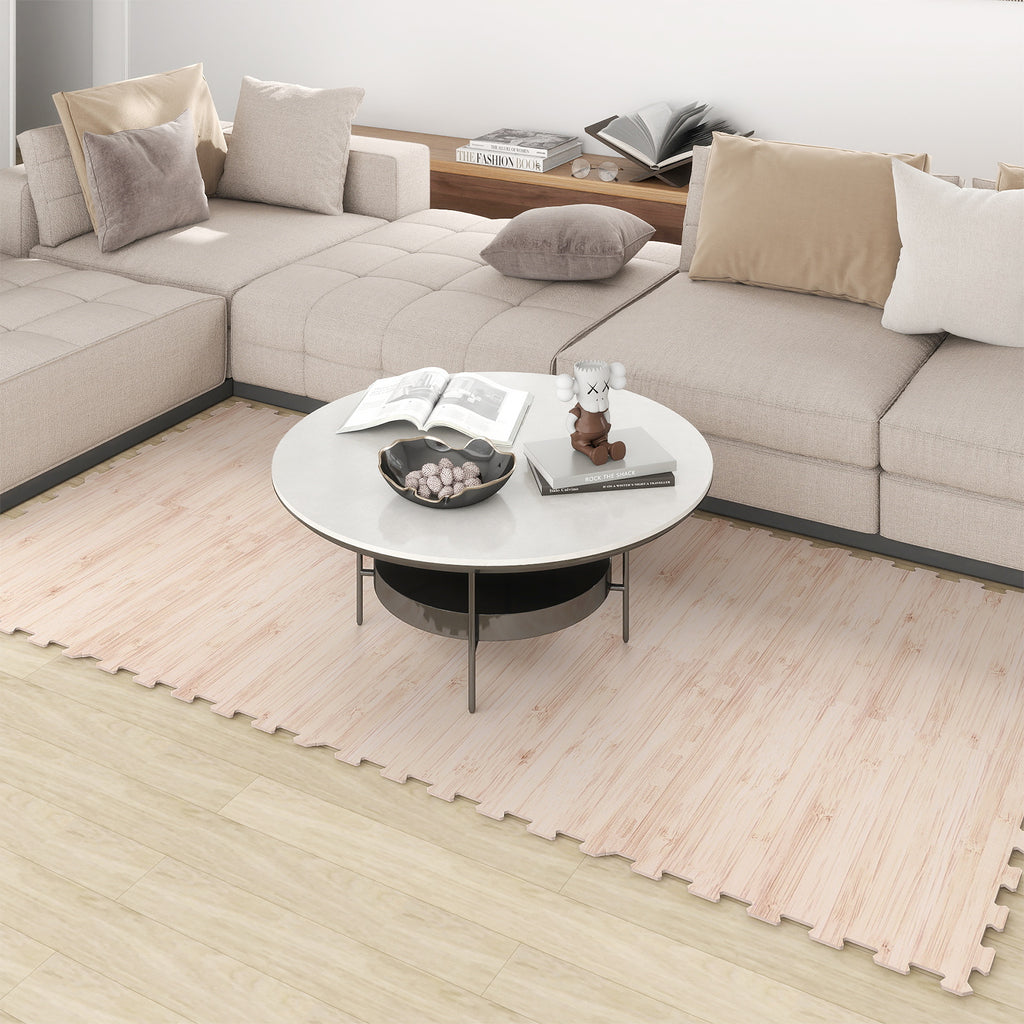 8 Pieces EVA Foam Floor Tiles with Wood Texture - Interlocking & Cuttable