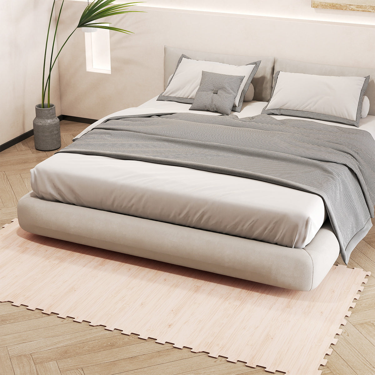 8 Pieces EVA Foam Floor Tiles with Wood Texture - Interlocking & Cuttable