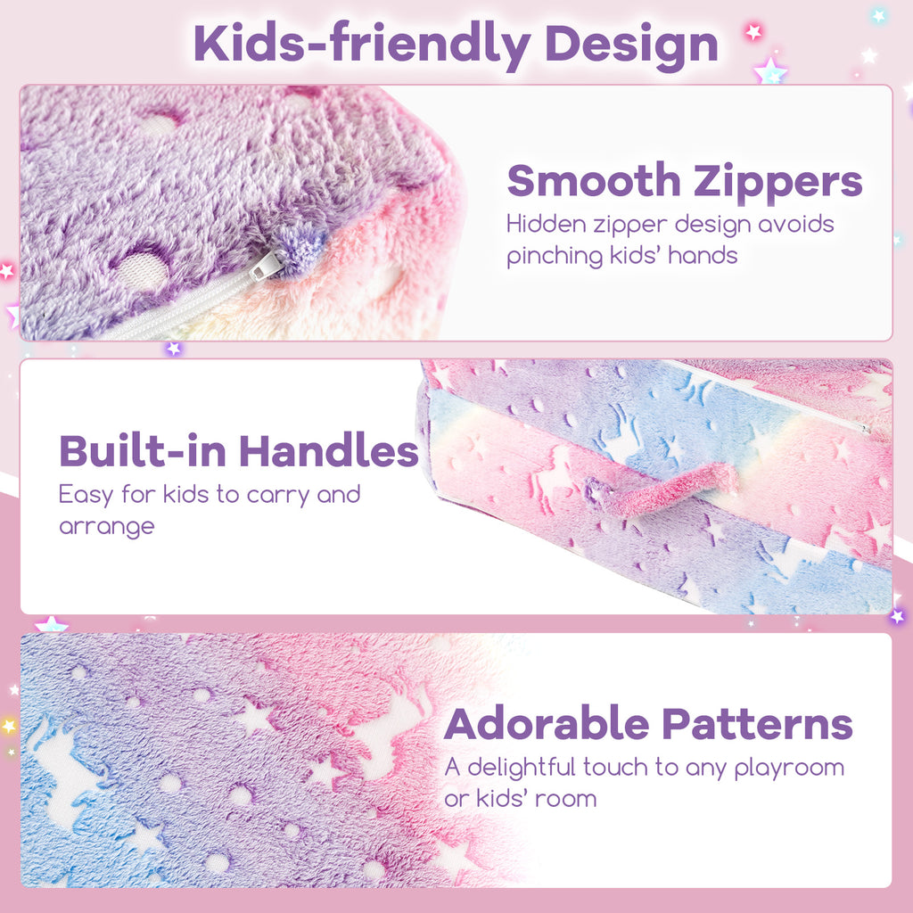 Multicolor Glow-in-the-Dark Kids Play Couch 8-Piece Modular Toddler Sectional Sofa