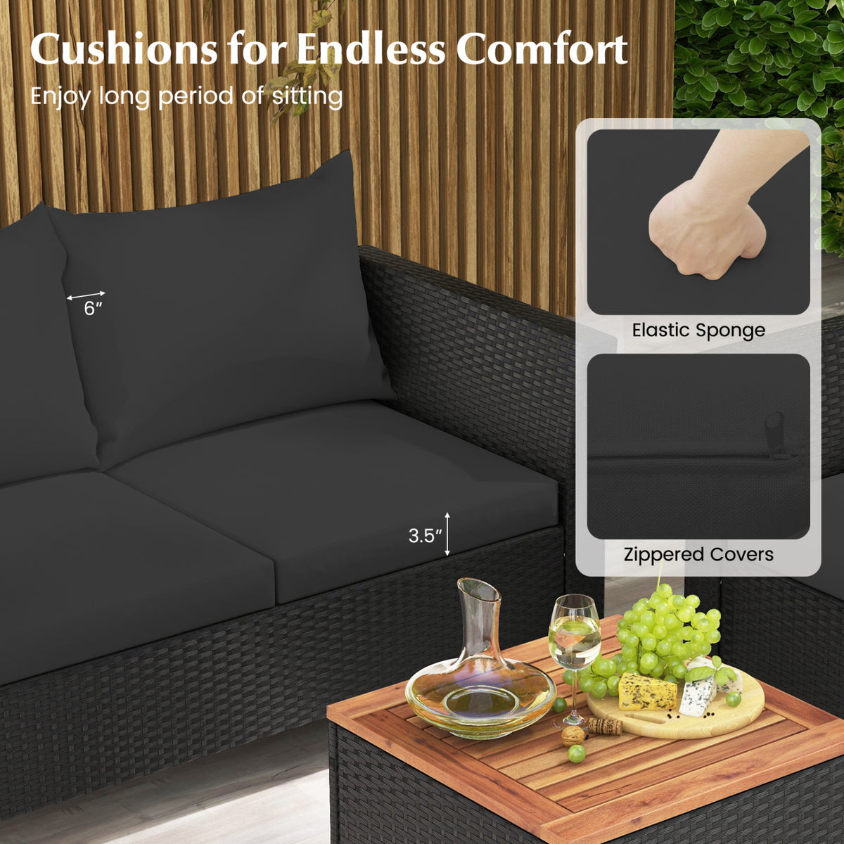 8 Pieces Outdoor Conversation Set with Storage Coffee Table