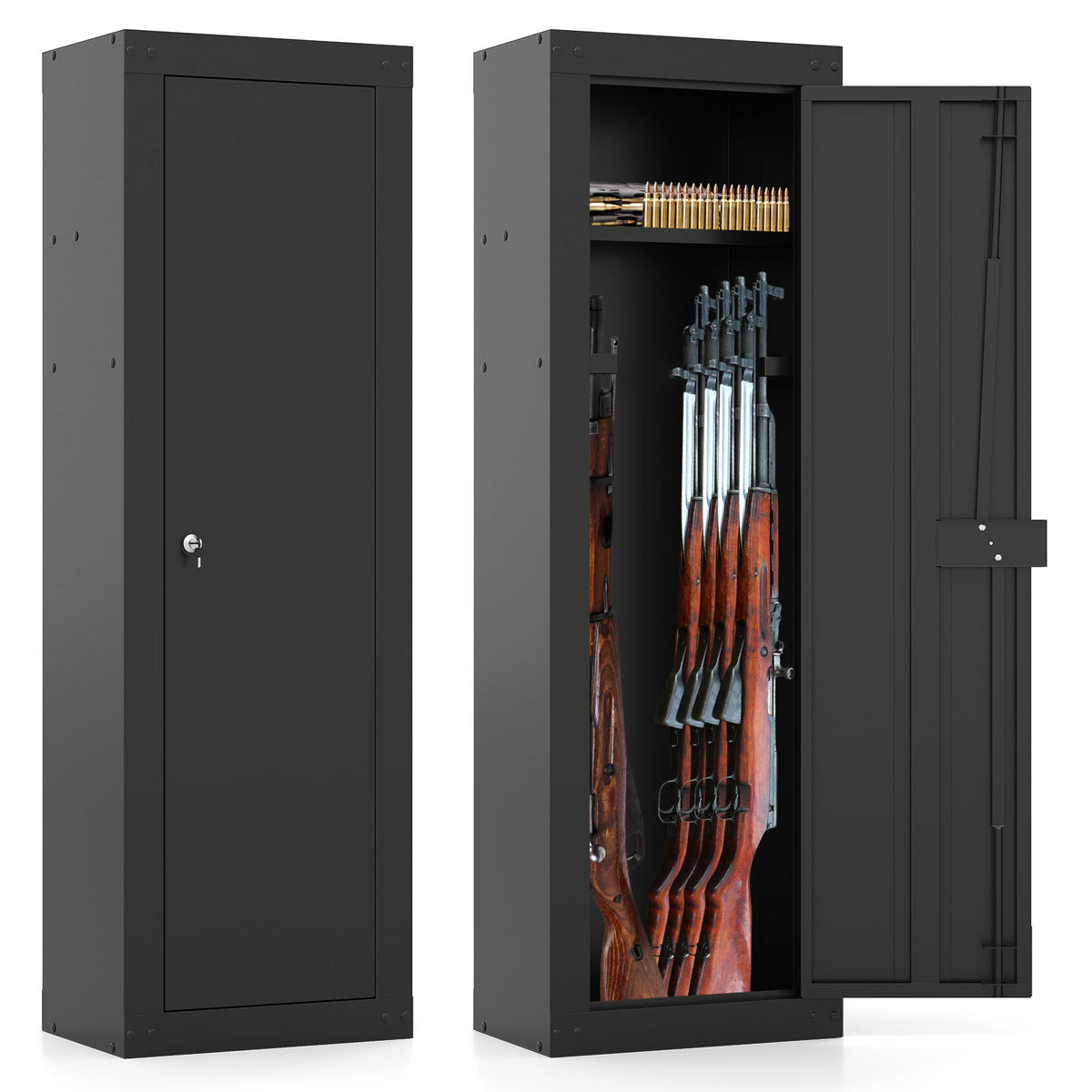 8 Rifle Safe Large Gun Cabinet with Storage Shelf
