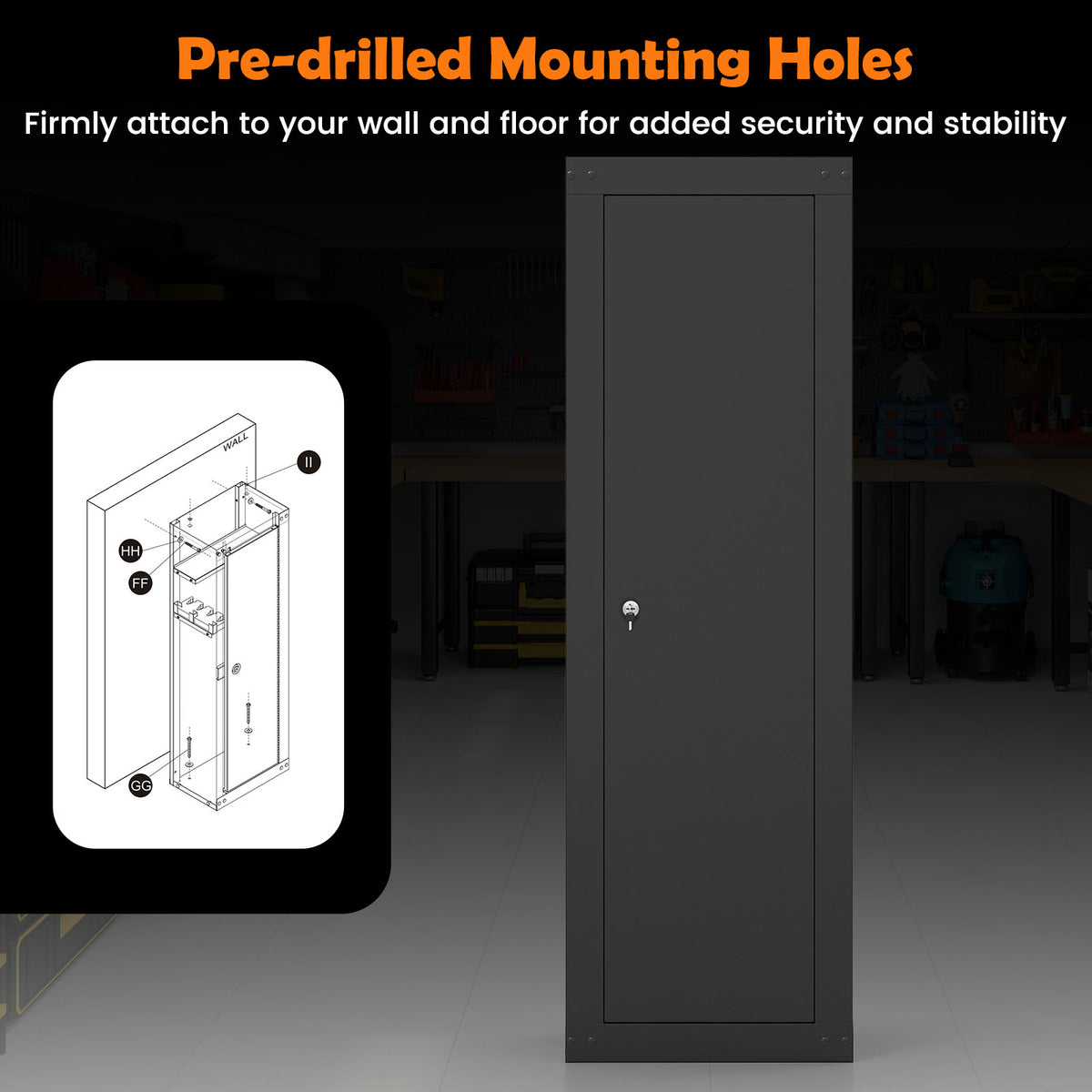 8 Rifle Safe Large Gun Cabinet with Storage Shelf