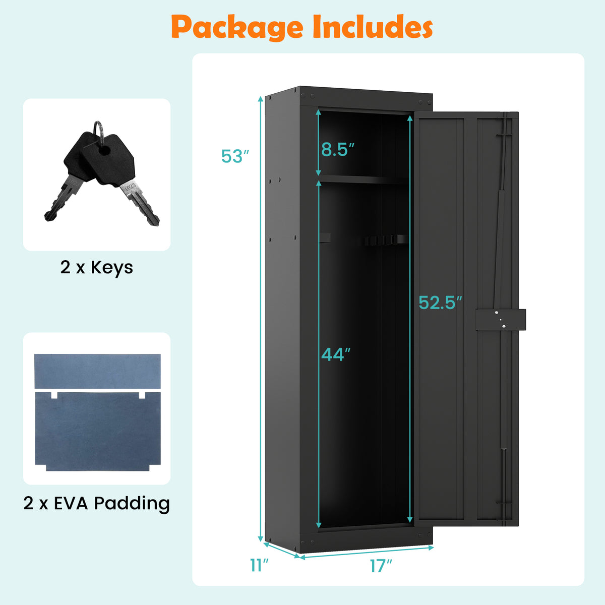 8 Rifle Safe Large Gun Cabinet with Storage Shelf