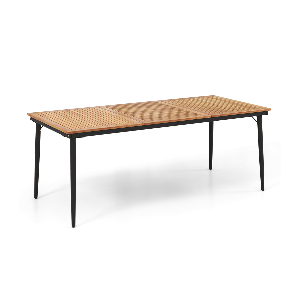 79 Inch Acacia Wood Outdoor Dining Table for 8 with 1.9 Umbrella Hole