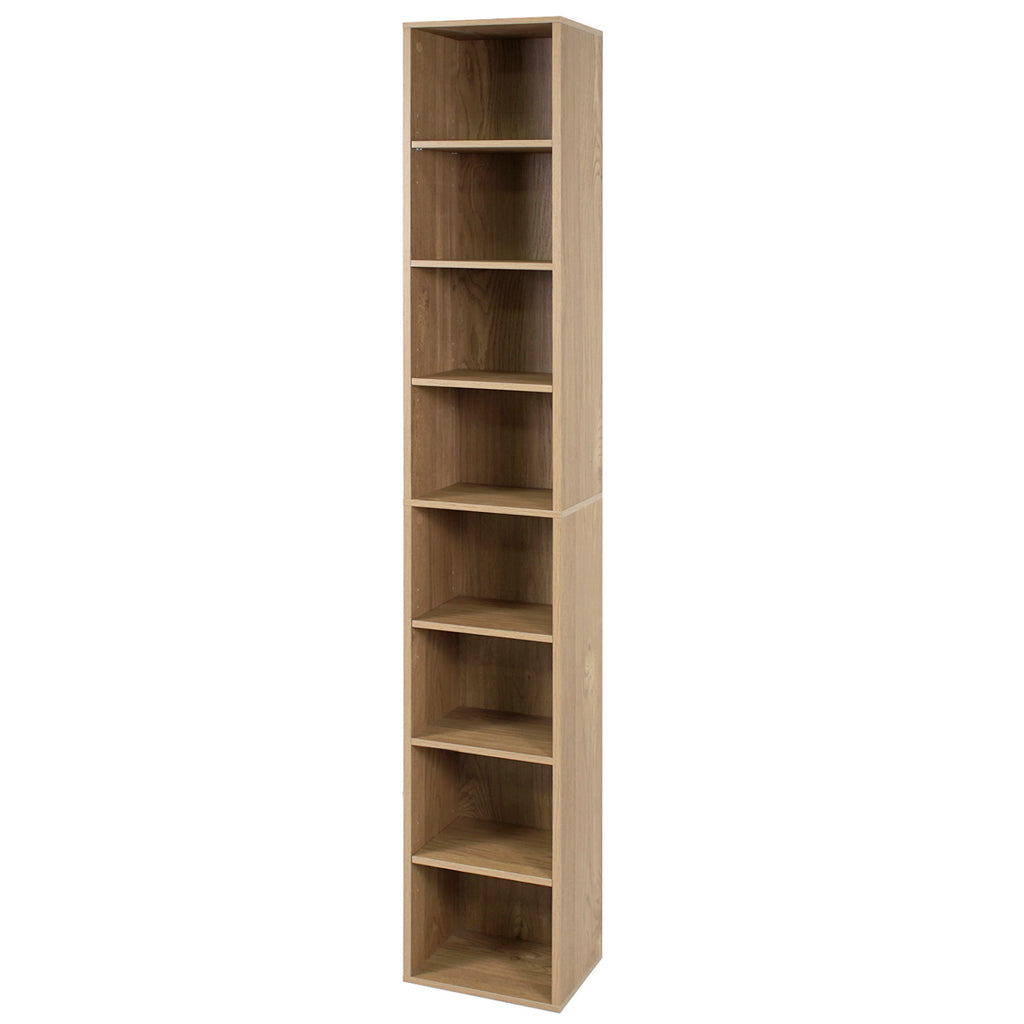 8-Tier Bookshelf with Adjustable Shelves and Storage Cubes - Black