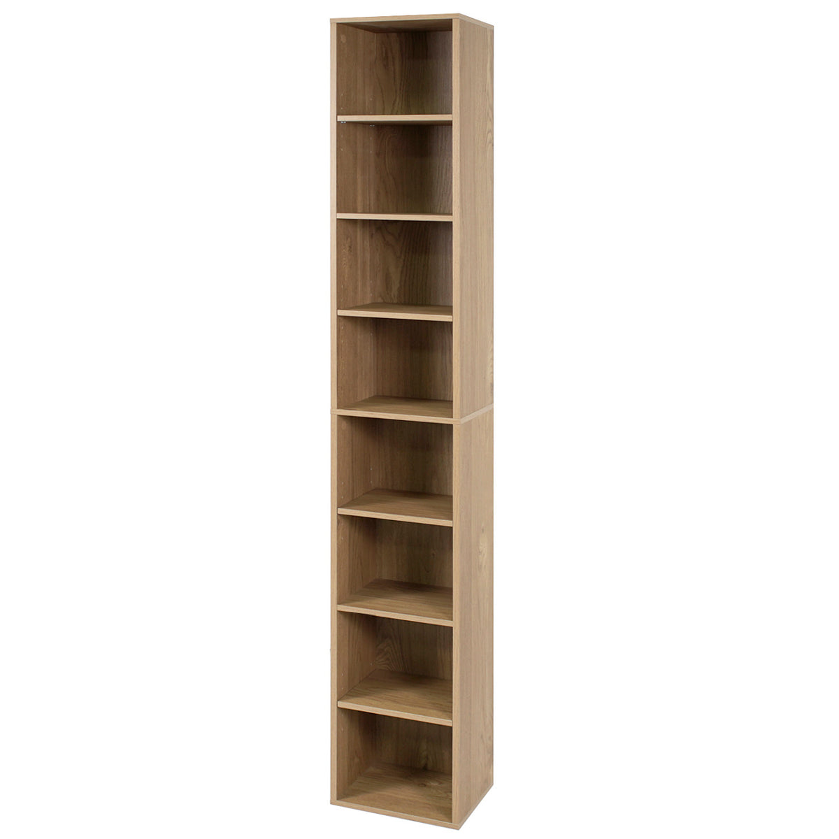 8-Tier Bookshelf with Adjustable Shelves and Storage Cubes - Black