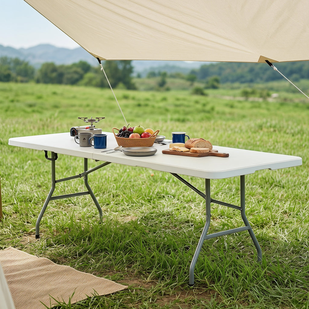 8 ft Portable Folding Table 350 LBS Capacity - White