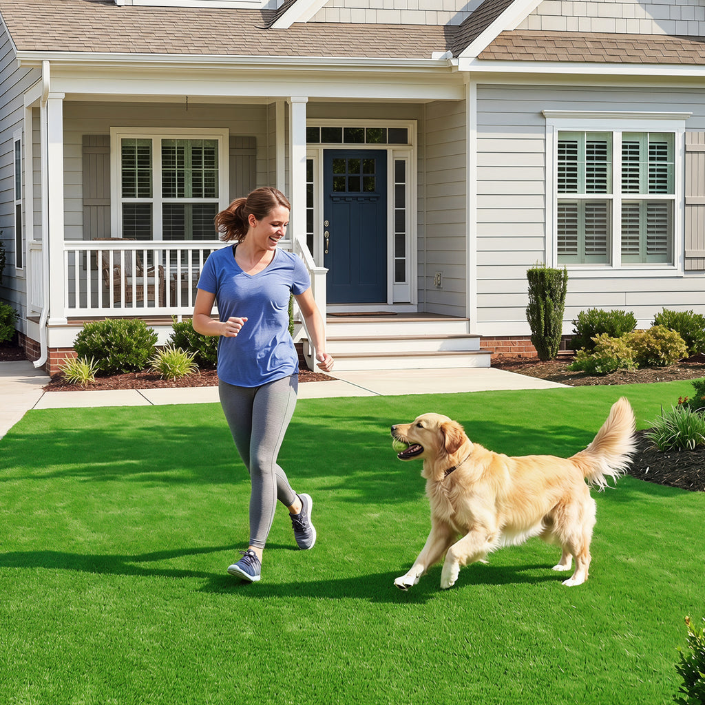 Artificial Turf Rug 0.3 Inch Pile Height for High Traffic Areas – Green, Non-Shedding