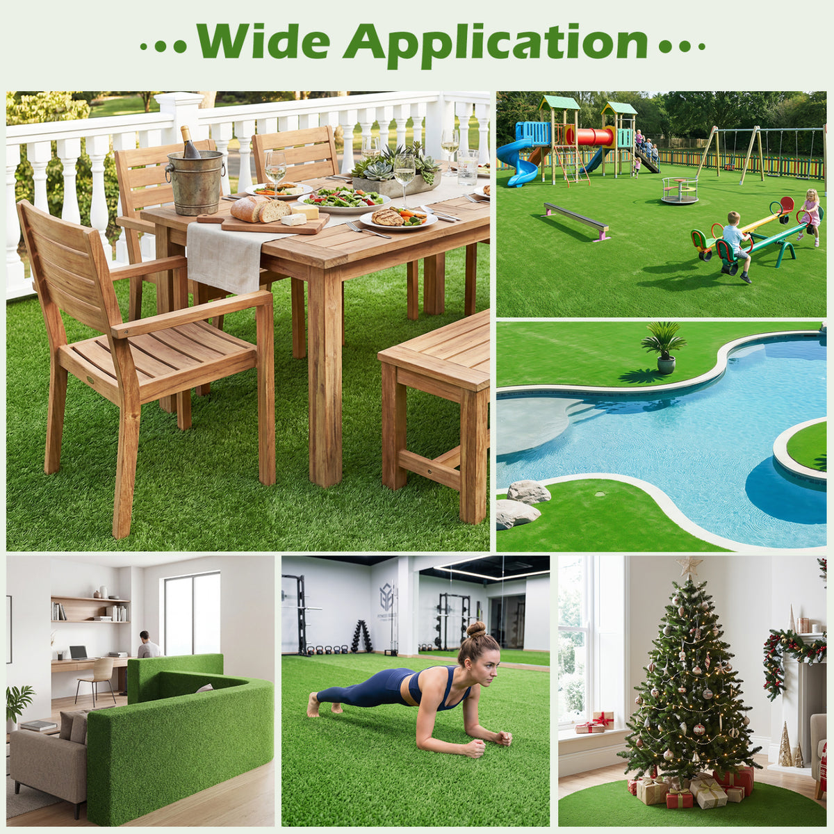 Artificial Turf Rug 0.3 Inch Pile Height for High Traffic Areas – Green, Non-Shedding