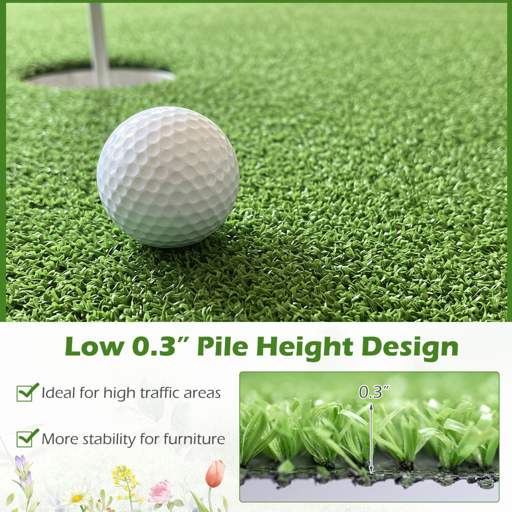 Artificial Turf Rug 0.3 Inch Pile Height for High Traffic Areas – Green, Non-Shedding