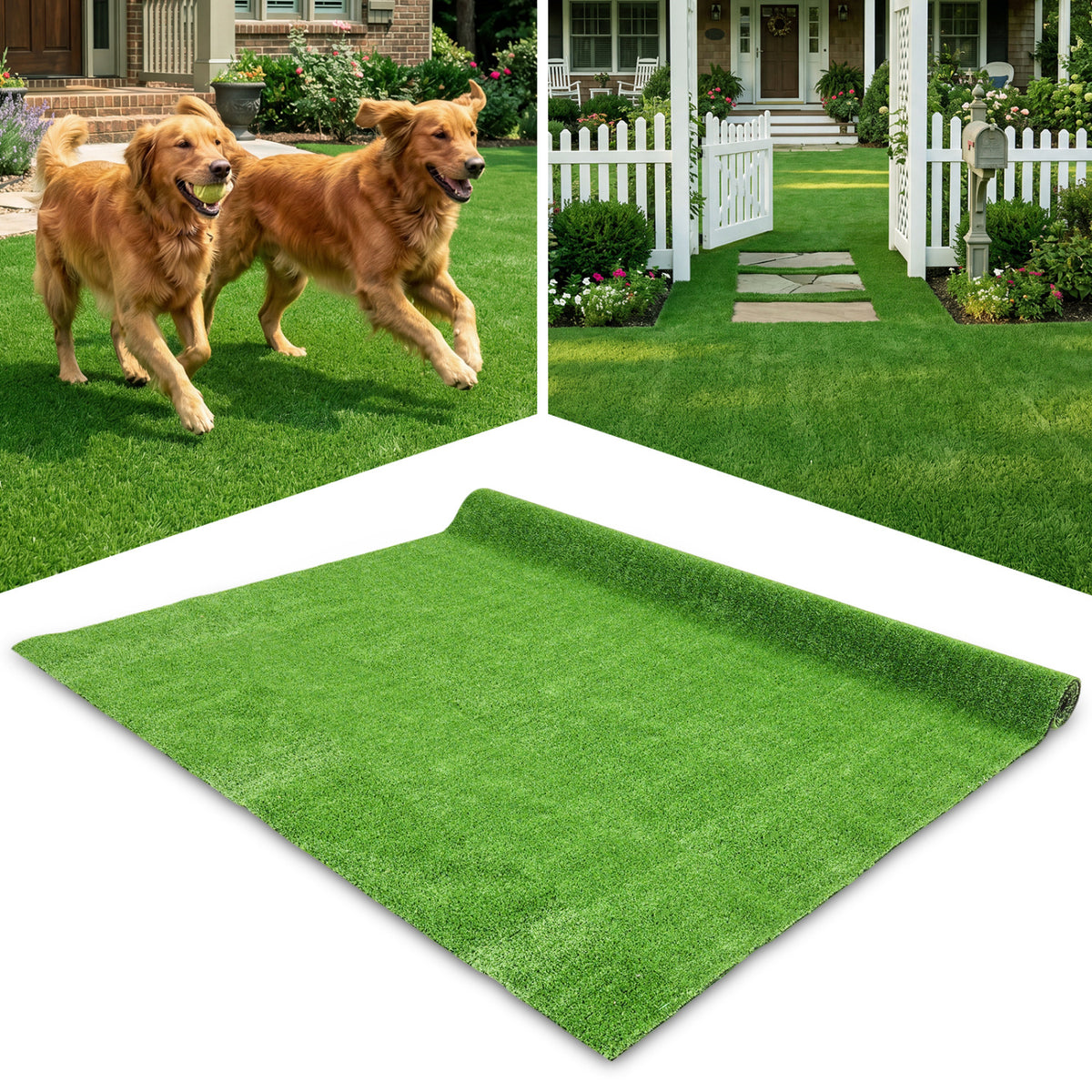 Artificial Turf Rug 0.3 Inch Pile Height for High Traffic Areas – Green, Non-Shedding