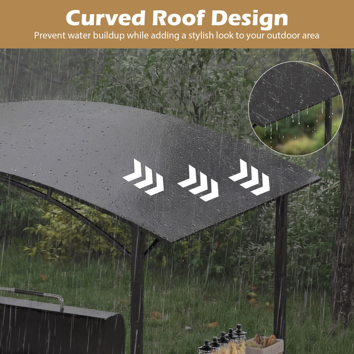 8 x 5 7 FT Grill Gazebo Outdoor BBQ Canopy with Metal Frame