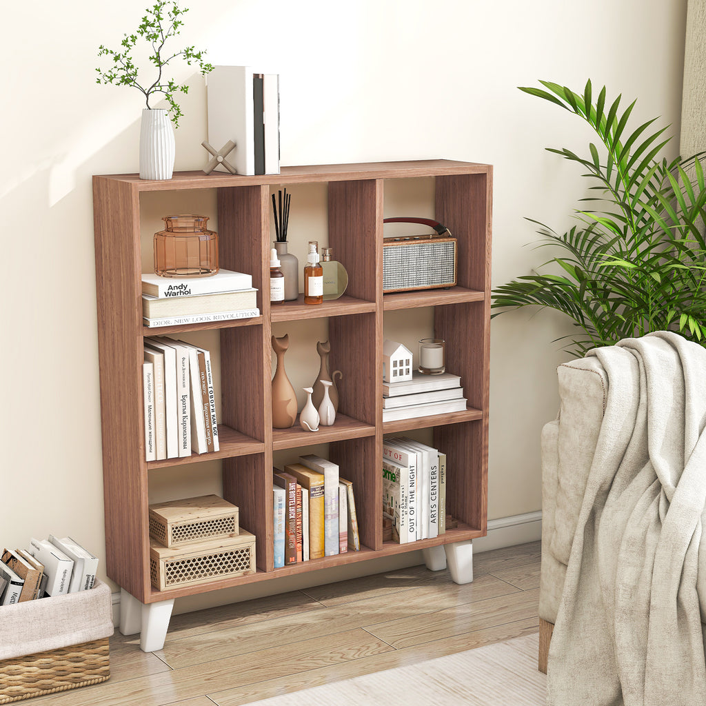 9-Cube Bookcase with Removable Shelves - Brown