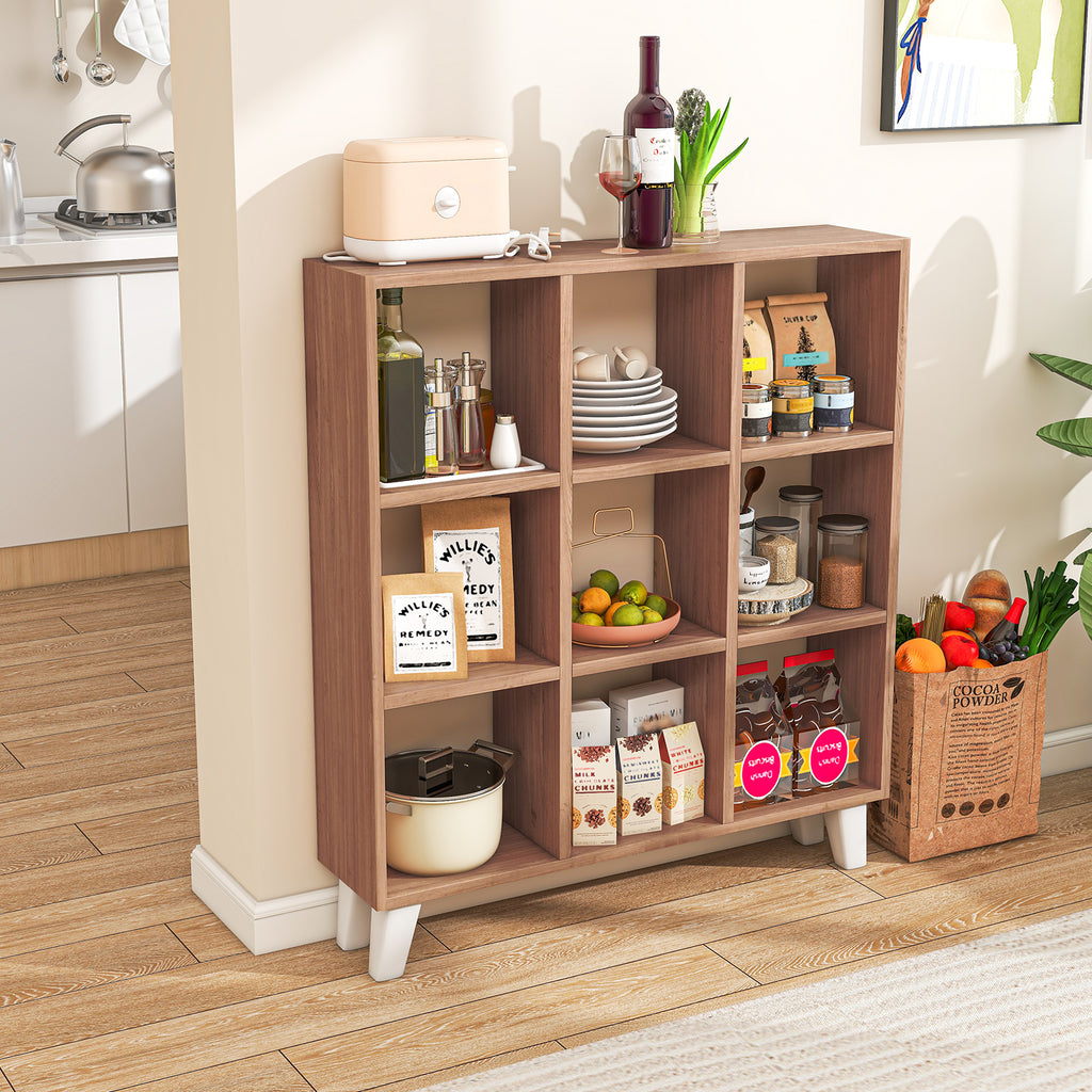 9-Cube Bookcase with Removable Shelves - Brown