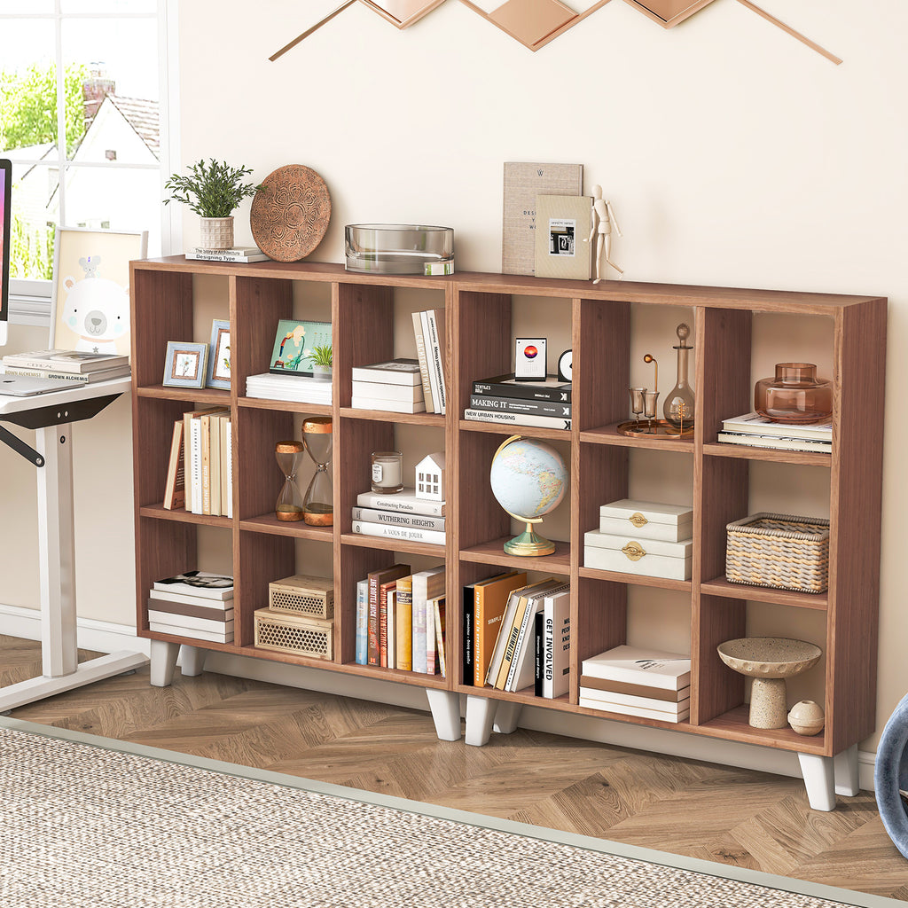 9-Cube Bookcase with Removable Shelves - Brown