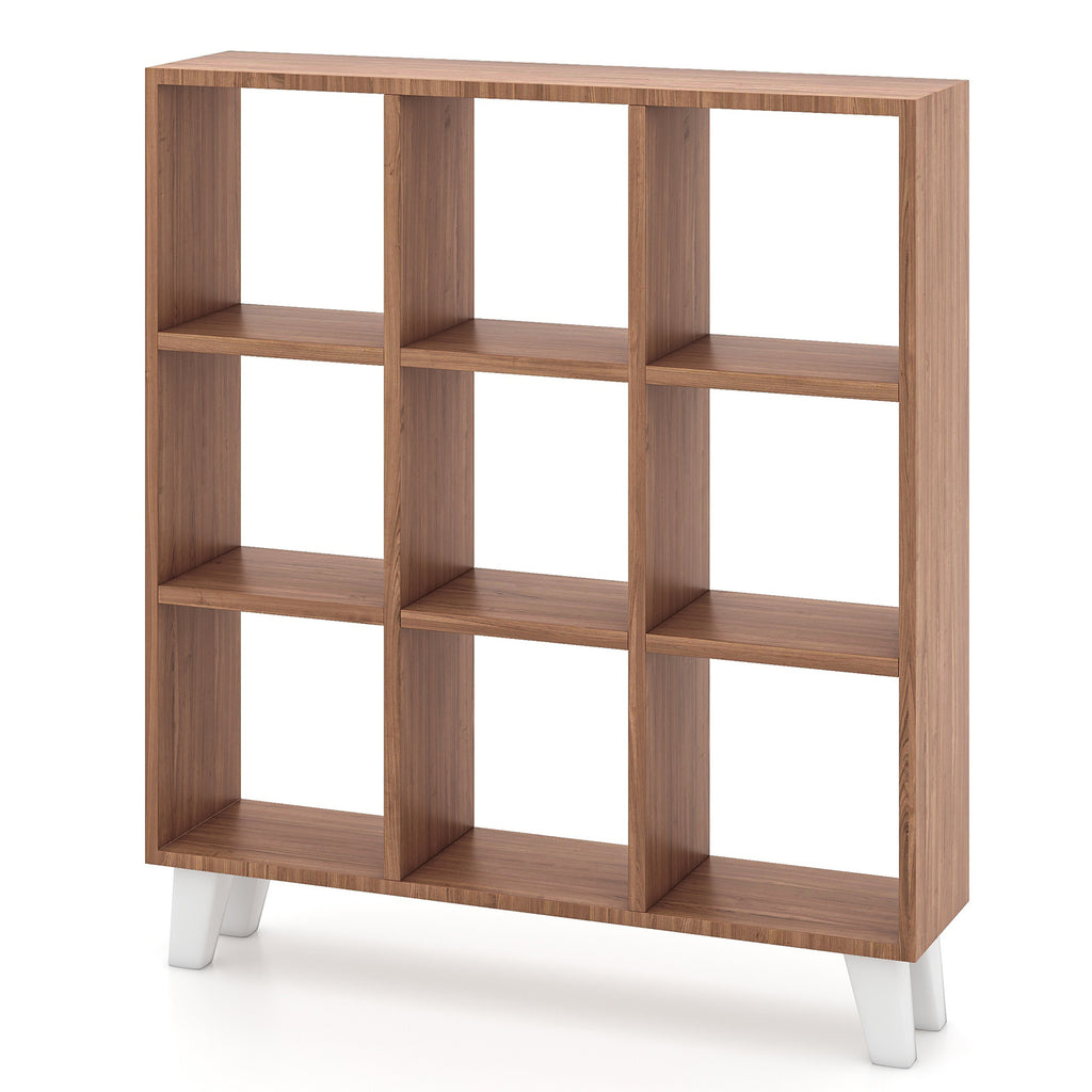 9-Cube Bookcase with Removable Shelves - Brown