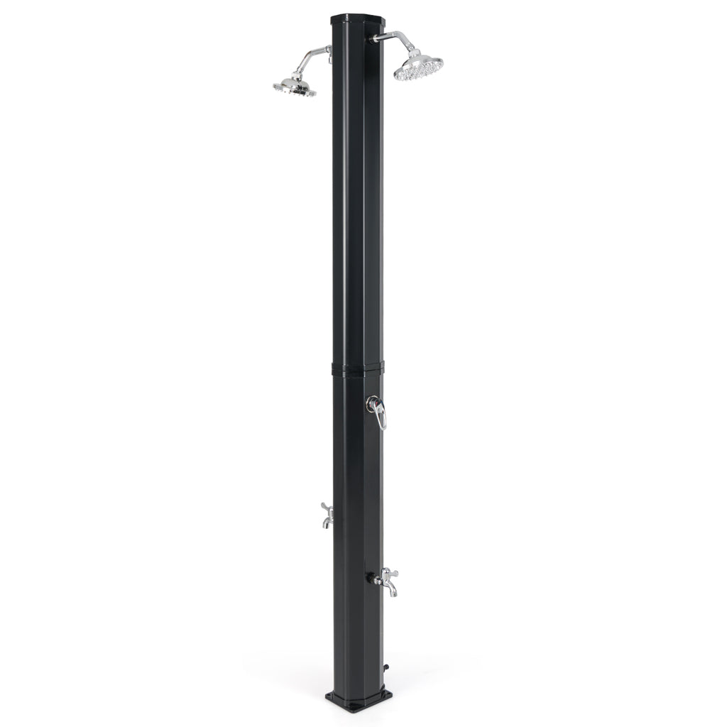 Solar Outdoor Shower with Dual Heads - 9.3 Gallon, Black