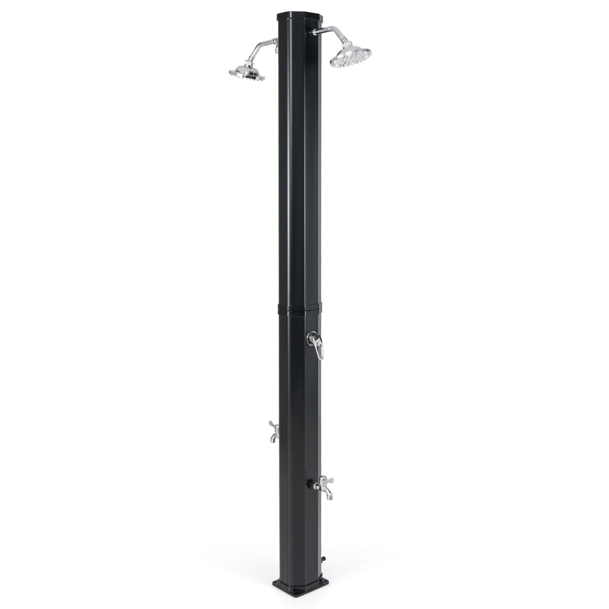 Solar Outdoor Shower with Dual Heads - 9.3 Gallon, Black