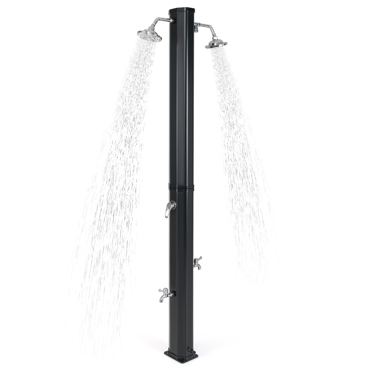Solar Outdoor Shower with Dual Heads - 9.3 Gallon, Black