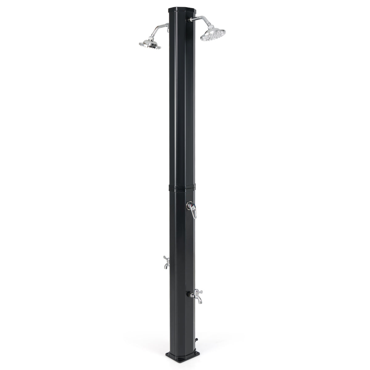 Solar Outdoor Shower with Dual Heads - 9.3 Gallon, Black