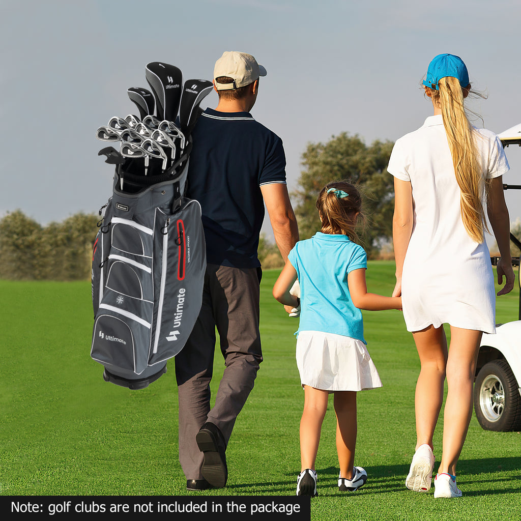 Lightweight 9.5 Inch Golf Cart Bag with 15-Way Top Dividers - Red, Includes Rain Hood