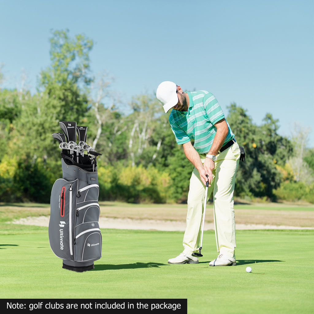 Lightweight 9.5 Inch Golf Cart Bag with 15-Way Top Dividers - Red, Includes Rain Hood