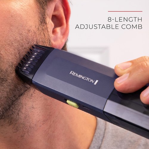 Remington Trim & Fit Personal Hair Grooming Kit, 8-Length Adjustable Combs The fit into a Built-in Storage Container, Rechargeable Power, Cordless, Blue