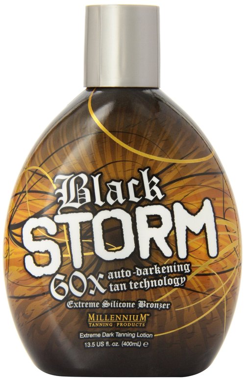 Millennium Tanning Black Storm 60x Tanning Lotion Auto-Darkening Tan Technology Extreme Silicone Bronzer for Indoor and Outdoor Tan 13.5 fl. oz.
