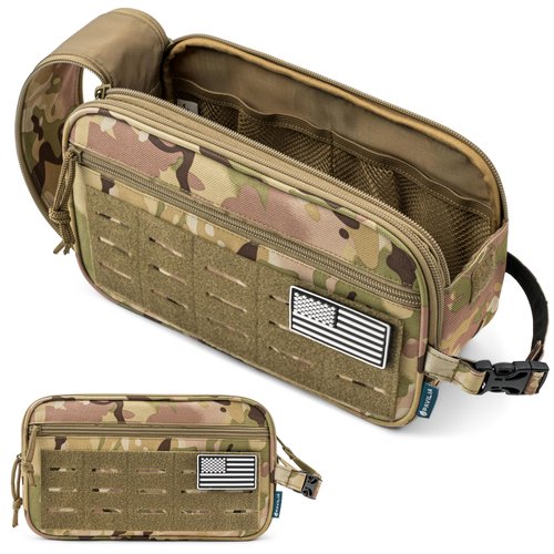 PAVILIA Extra Large Tactical Toiletry Bag for Men, Travel Hygiene Bag, Military Gear Dopp Kit, Molle Accessories Pouch, Shaving Grooming Essentials Gym Bathroom Shower Toiletries Tool EDC, Camo XL