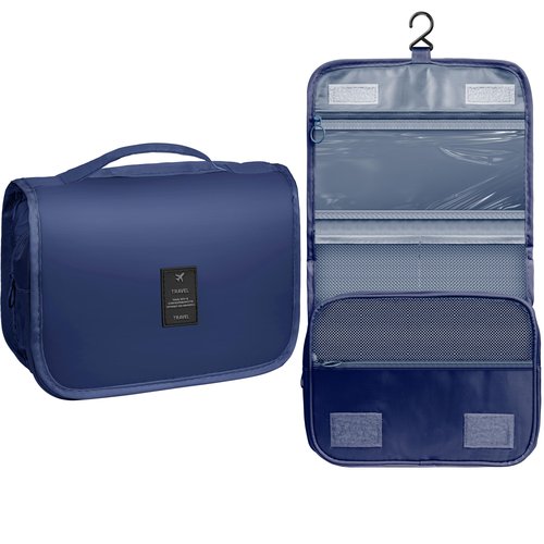 YEMEDA Toiletry Bag Travel Bag with Hanging Hook, Waterproof Capacity Hanging Multifunctional Makeup Bag for Toiletries, Portable Cosmetic Bag Travel Organizer for Women and Men(Royal Blue)