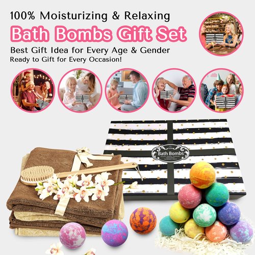 Bath Bombs Gift Set for Women and Men. 24 Luxury Bath Bombs Individually Wrapped Bulk Box. Moisturizing Organic Bath Bombs for Women, Men and Kids! Best Bath Bomb Set for Teens Too! Gifts for Him