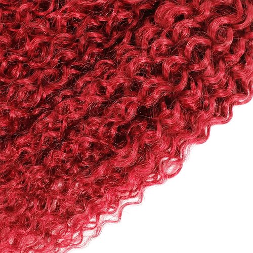 Red Curly Wave Human Hair Bundles 34 Inch Kinky Curly Single Bundle Light Red Color Human Hair Unprocessed Native Virgin Hair 100g Total Double Weft Crochet Human Hair Extensions for Women