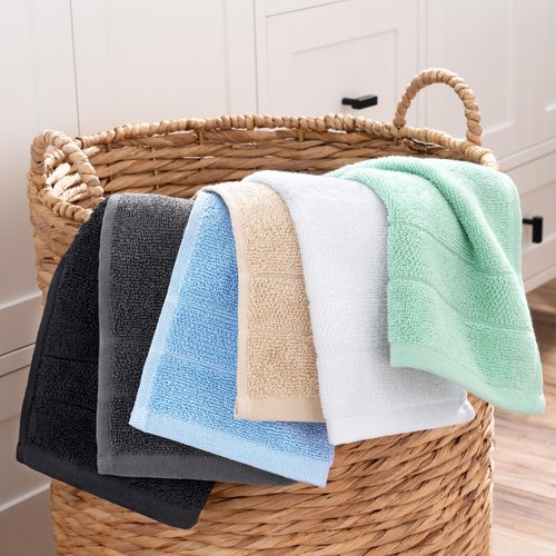 Arkwright Premium Washcloths - (Pack of 12) - Soft & Absorbent, 100% Ringspun Cotton, Contemporary Design Wash Cloths with Dobby, Multipurpose Fingertip Towels, White