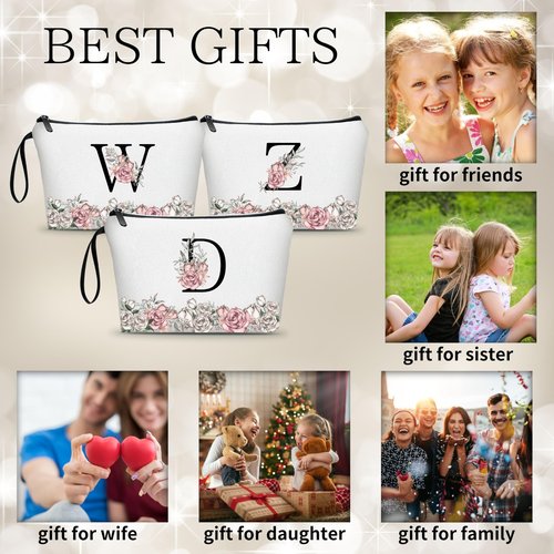 ARIOSEY Personalized Gifts for Women,Small Make Up Bags for Purses,Valentines Day Gifts for Teen Girls,Initial Bags for Women,Monogrammed Makeup Bag,Mother's Day Gift(Letter D)