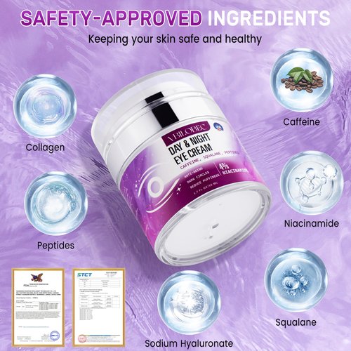 Vbilobec 2025 Latest Caffeine Eye Cream:[30+ SGS Certified] [Used by Over 1M Fans] Anti-aging Eye Cream to eliminate dark circles, puffiness, and fine lines.1.7 fl oz, for Women& Men,2PC